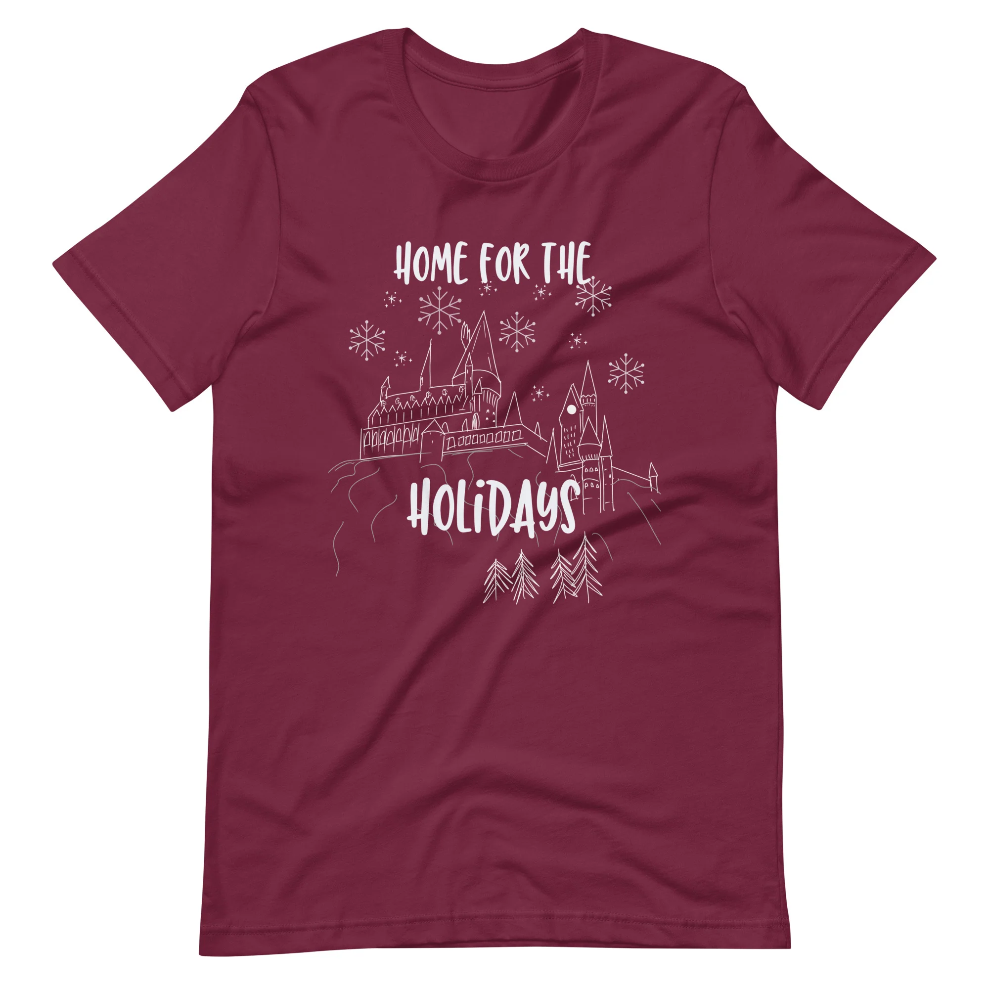 Home for the Holidays T-shirt Magical Christmas Castle Holiday Snowfall T-Shirt
