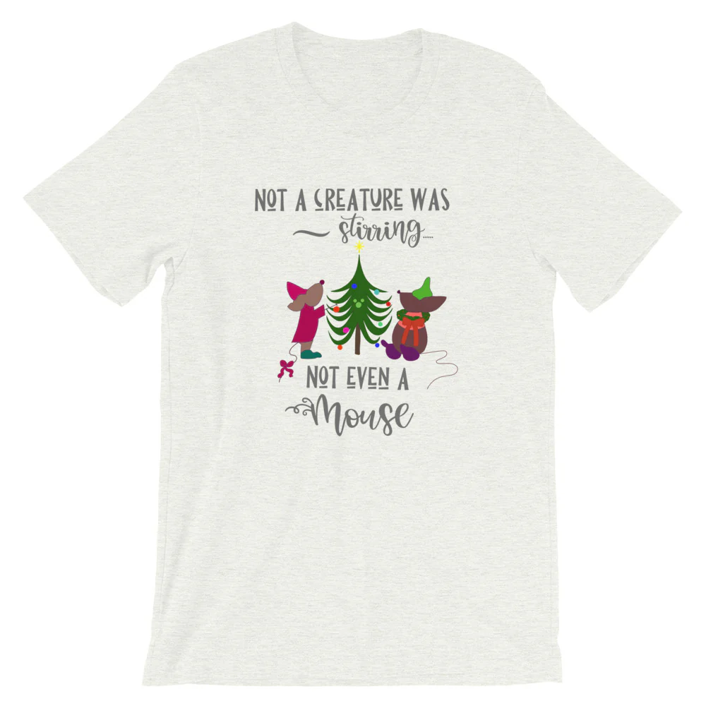 Disney Christmas Cinderella Jaq and Gus T-Shirt Disney Shirt Christmas Tree Short-Sleeve Unisex T-Shirt