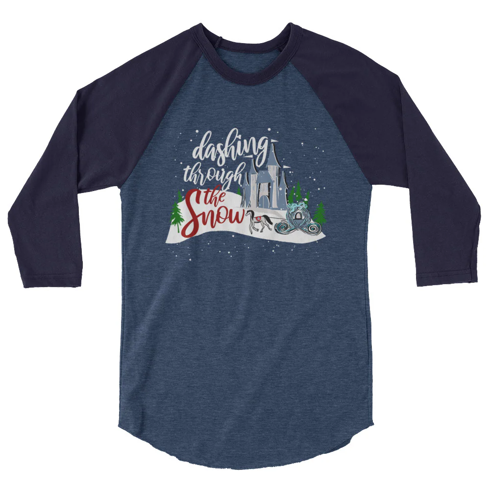 Cinderella Christmas Raglan Shirt Dashing Through the Snow Disney Shirt