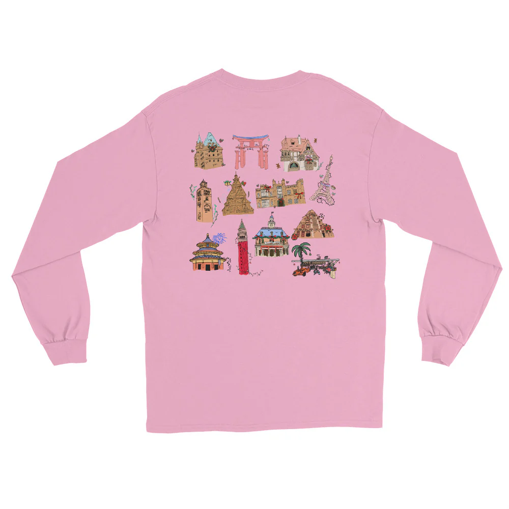 Epcot Holiday Long Sleeve Joy to the World Showcase Christmas Men__ Long Sleeve Shirt