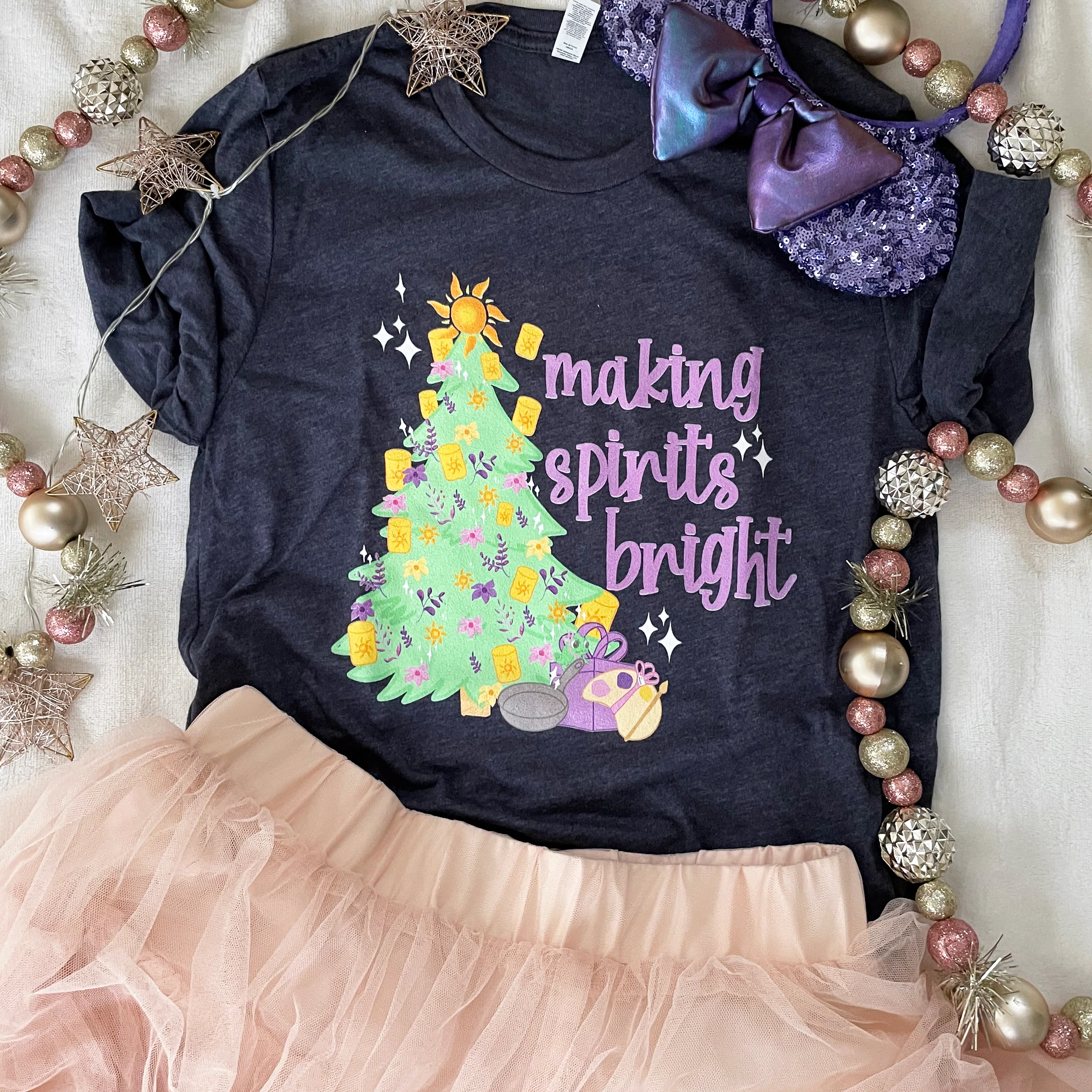 Rapunzel Making Spirits Bright Tangled Disney Christmas Tree Unisex t-shirt