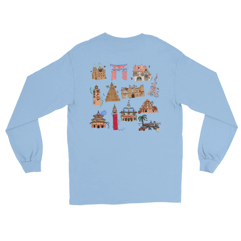 Epcot Holiday Long Sleeve Joy to the World Showcase Christmas Men__ Long Sleeve Shirt
