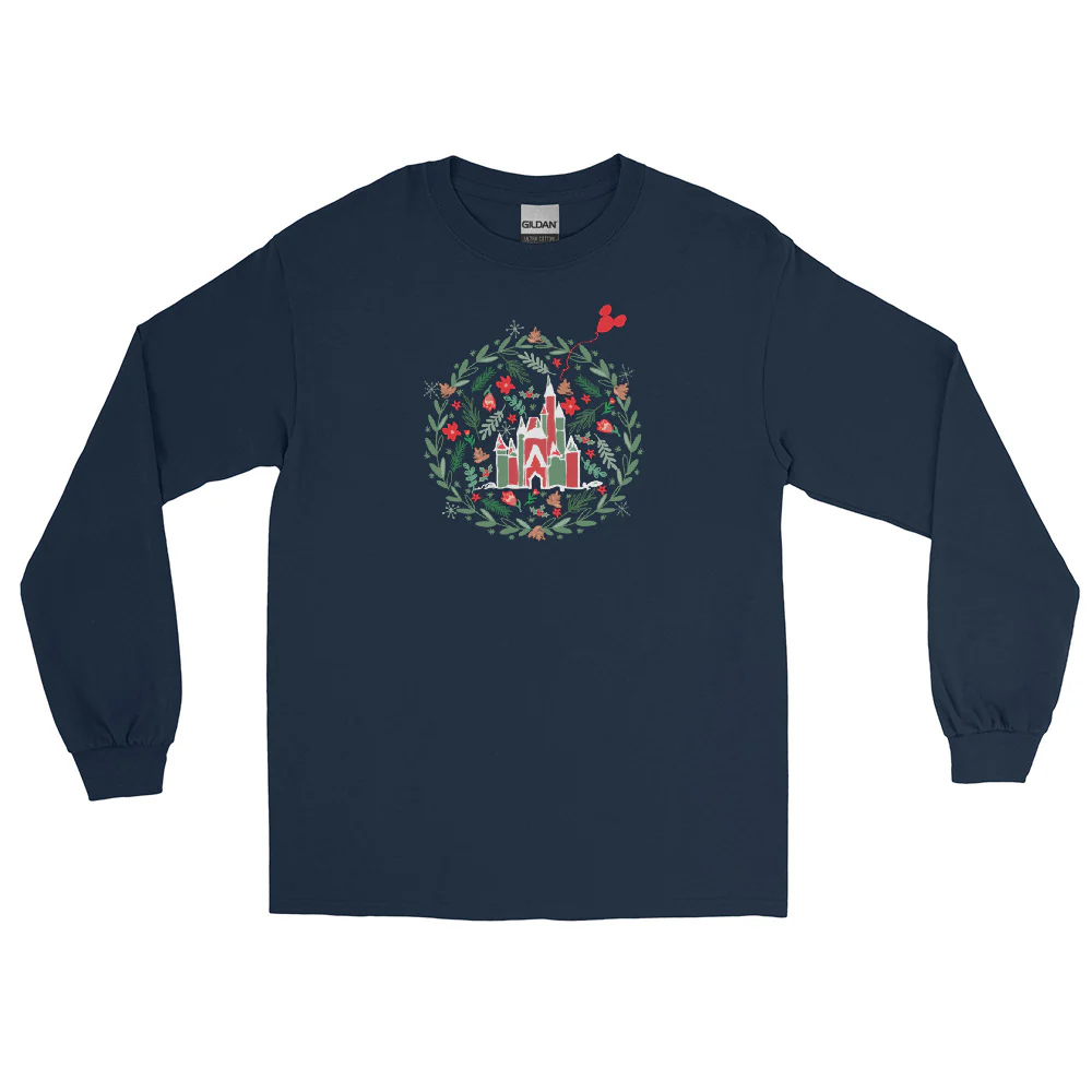 Cinderella's Castle Christmas Long Sleeve Shirt Christmas Garden Disney Holiday Long Sleeve Shirt