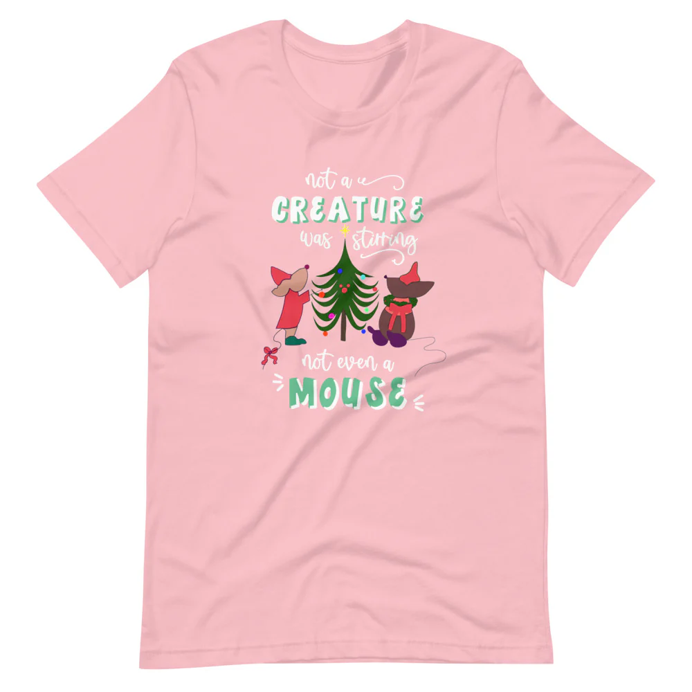 Disney Christmas Jaq and Gus T-Shirt Disney Cinderella Christmas Disney Shirt Christmas Tree Short-Sleeve Unisex T-Shirt