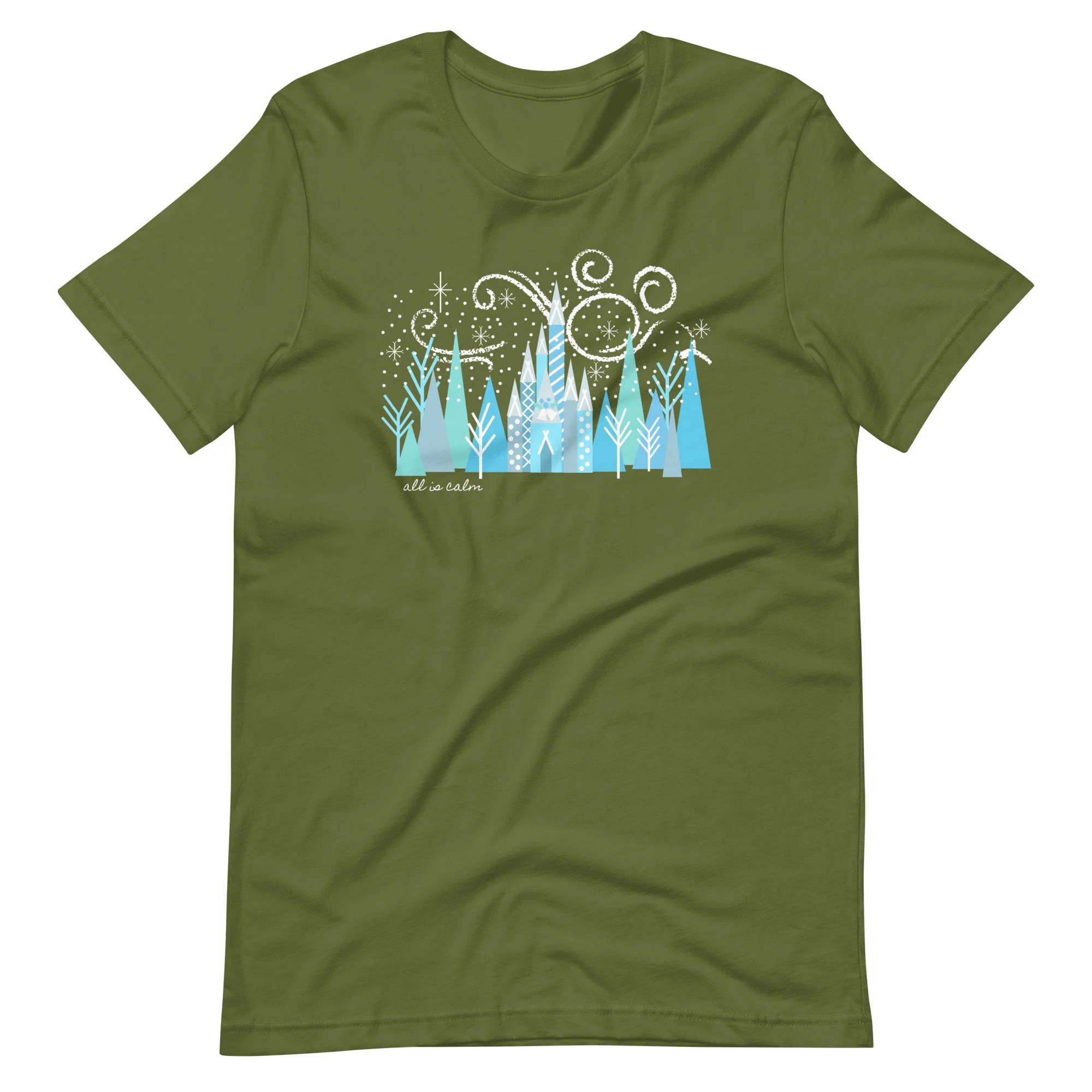 Disney Christmas Castle All is Calm T-Shirt Hidden Mickey Christmas T-Shirt