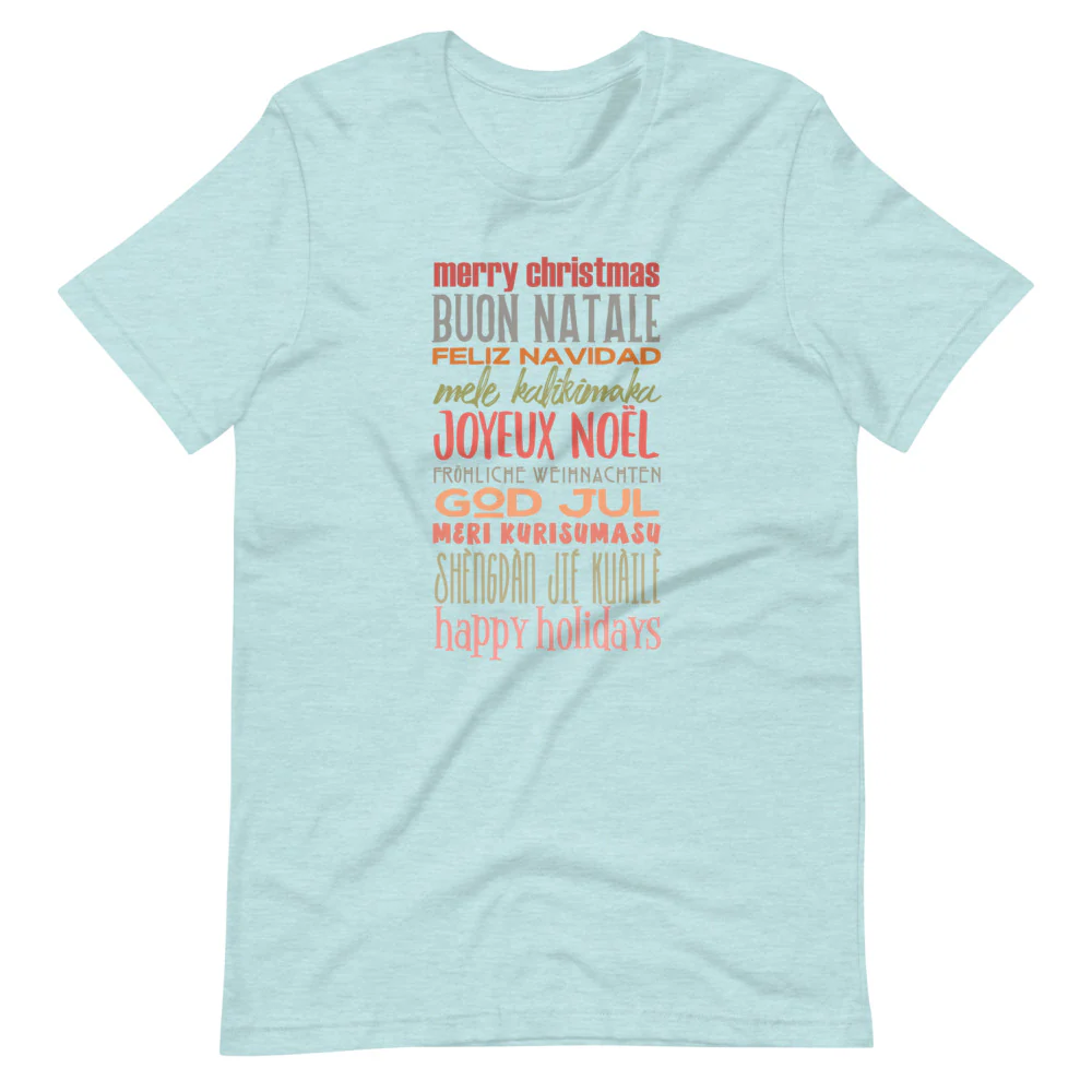 Christmas Greetings T-Shirt World Showcase Disney Shirt Many Languages EPCOT Word T-Shirt
