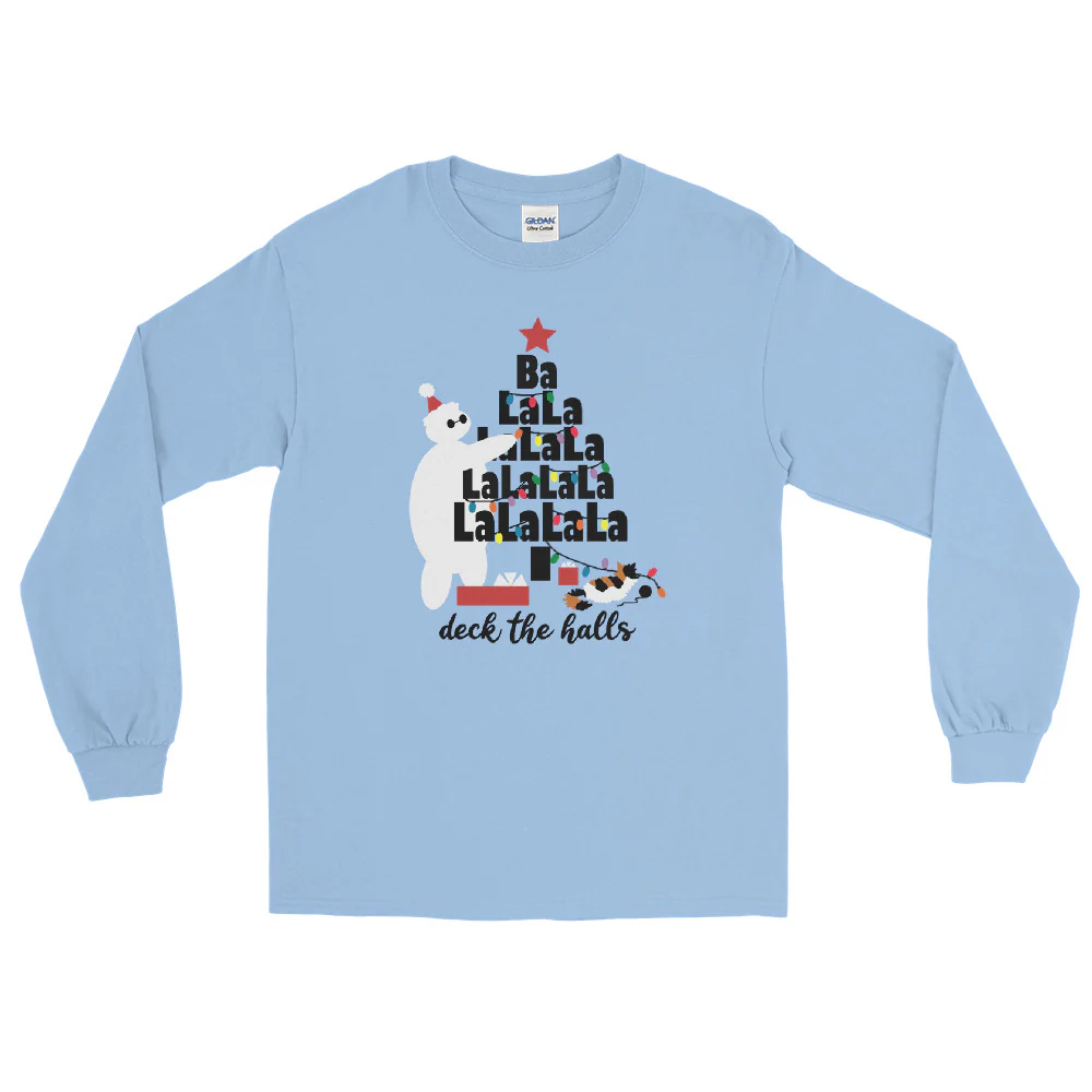 Baymax Disney Christmas Long Sleeve Christmas Tree with Furry Baby Men__ Long Sleeve Shirt