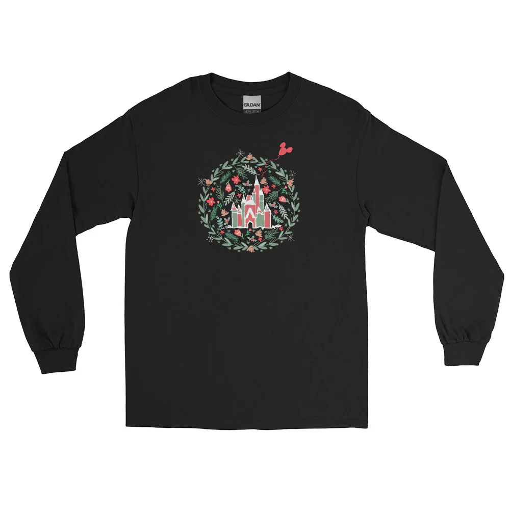 Cinderella's Castle Christmas Long Sleeve Shirt Christmas Garden Disney Holiday Long Sleeve Shirt