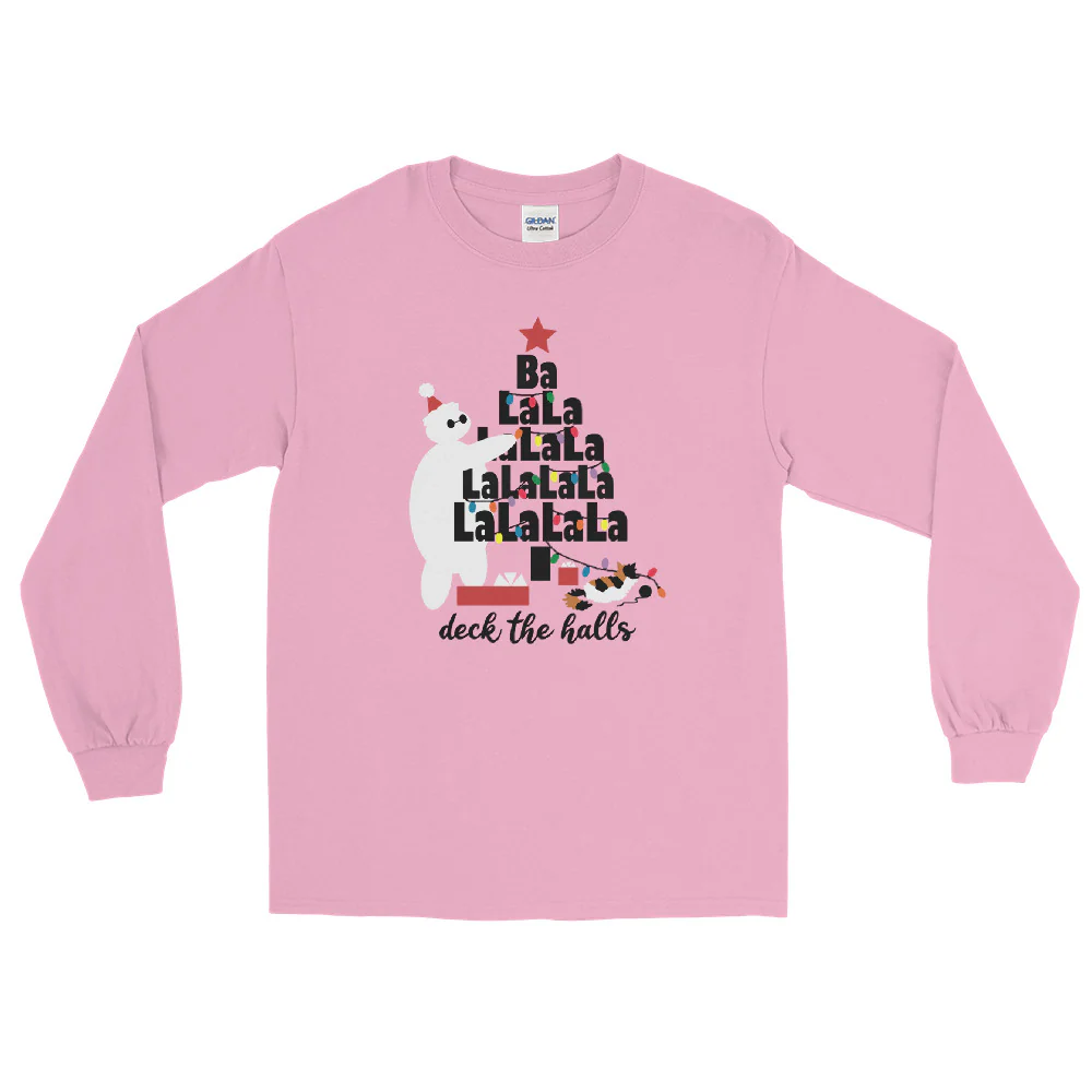 Baymax Disney Christmas Long Sleeve Christmas Tree with Furry Baby Men__ Long Sleeve Shirt