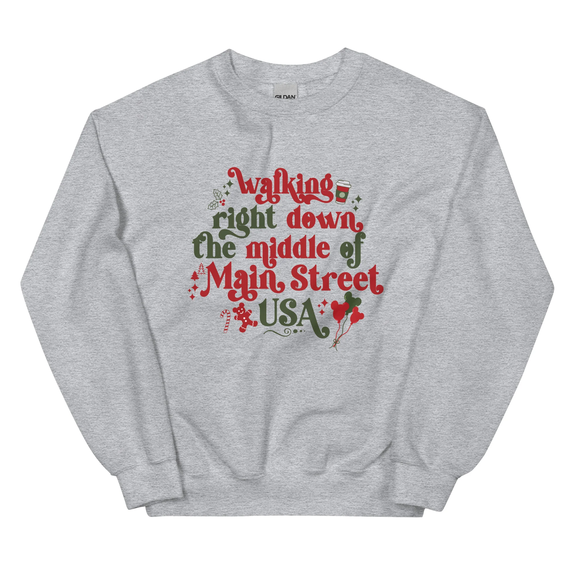 Main Street USA Holiday Disney Sweatshirt Magic Kingdom at Christmas Unisex Sweatshirt