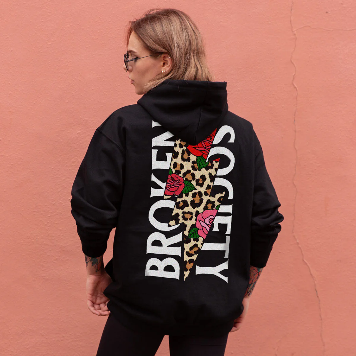 Kapuzenpullover mit Rosen und Tiermotiv (Unisex)