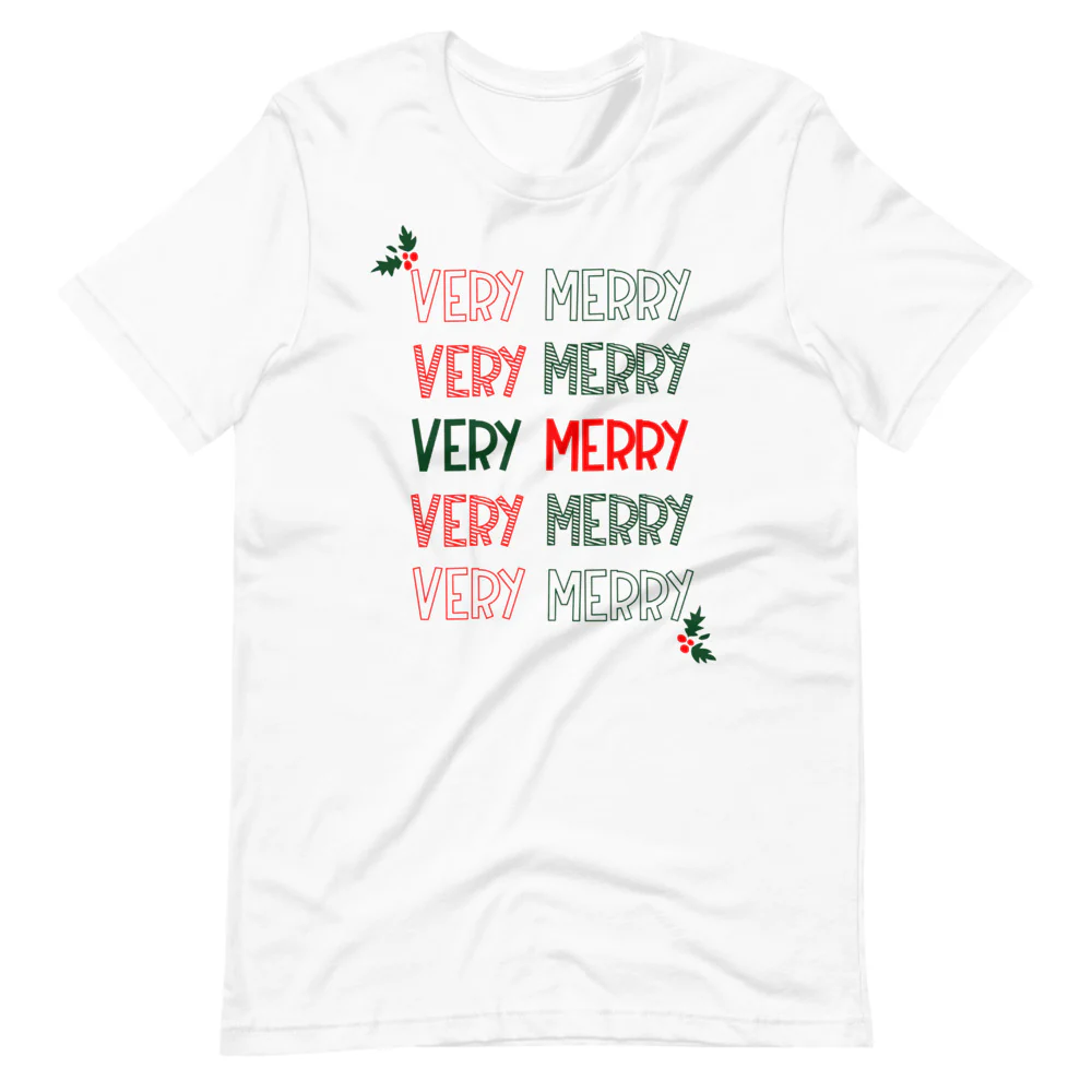 Very Merry Merry T-shirt Mickey Holly Disney Christmas Party T-Shirt