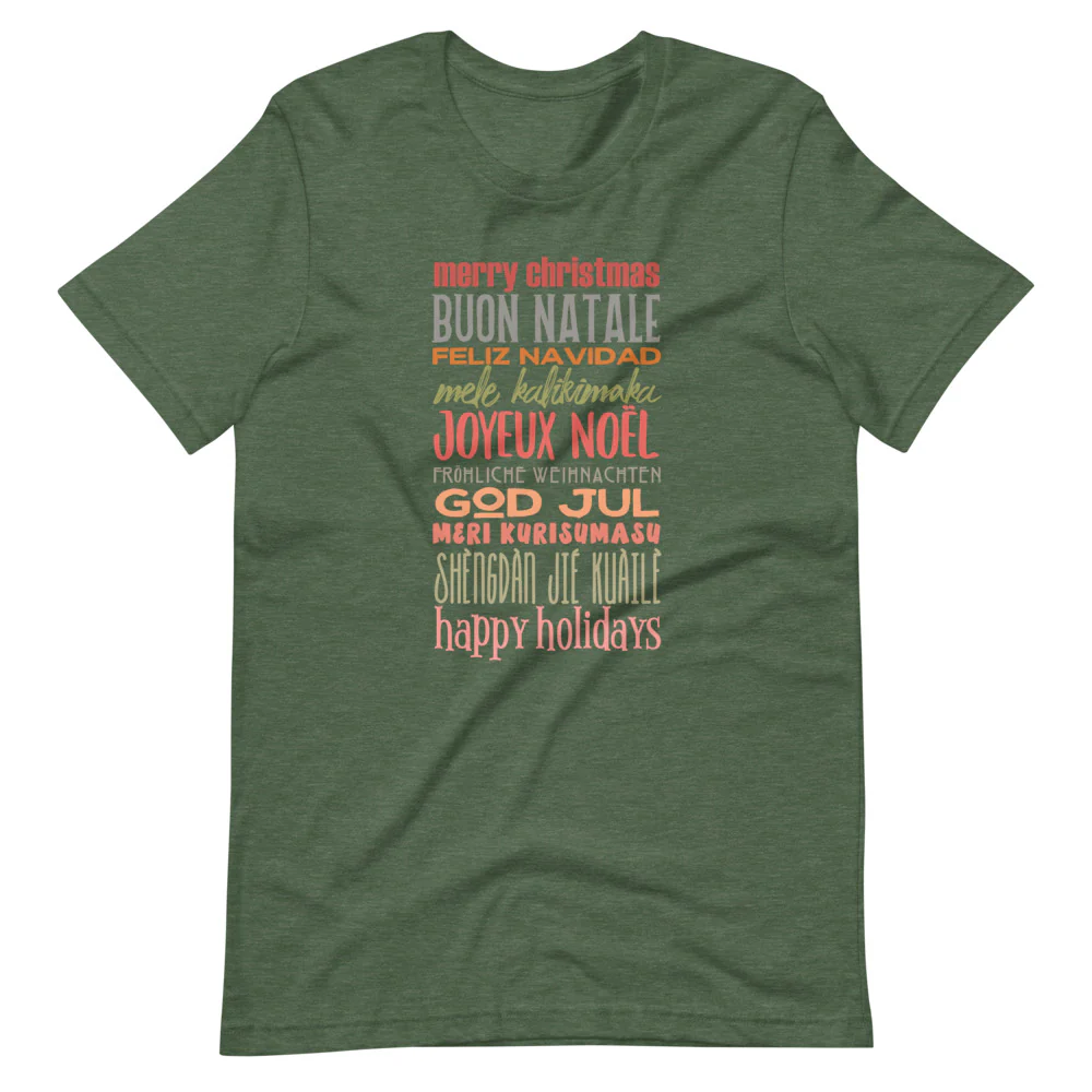 Christmas Greetings T-Shirt World Showcase Disney Shirt Many Languages EPCOT Word T-Shirt