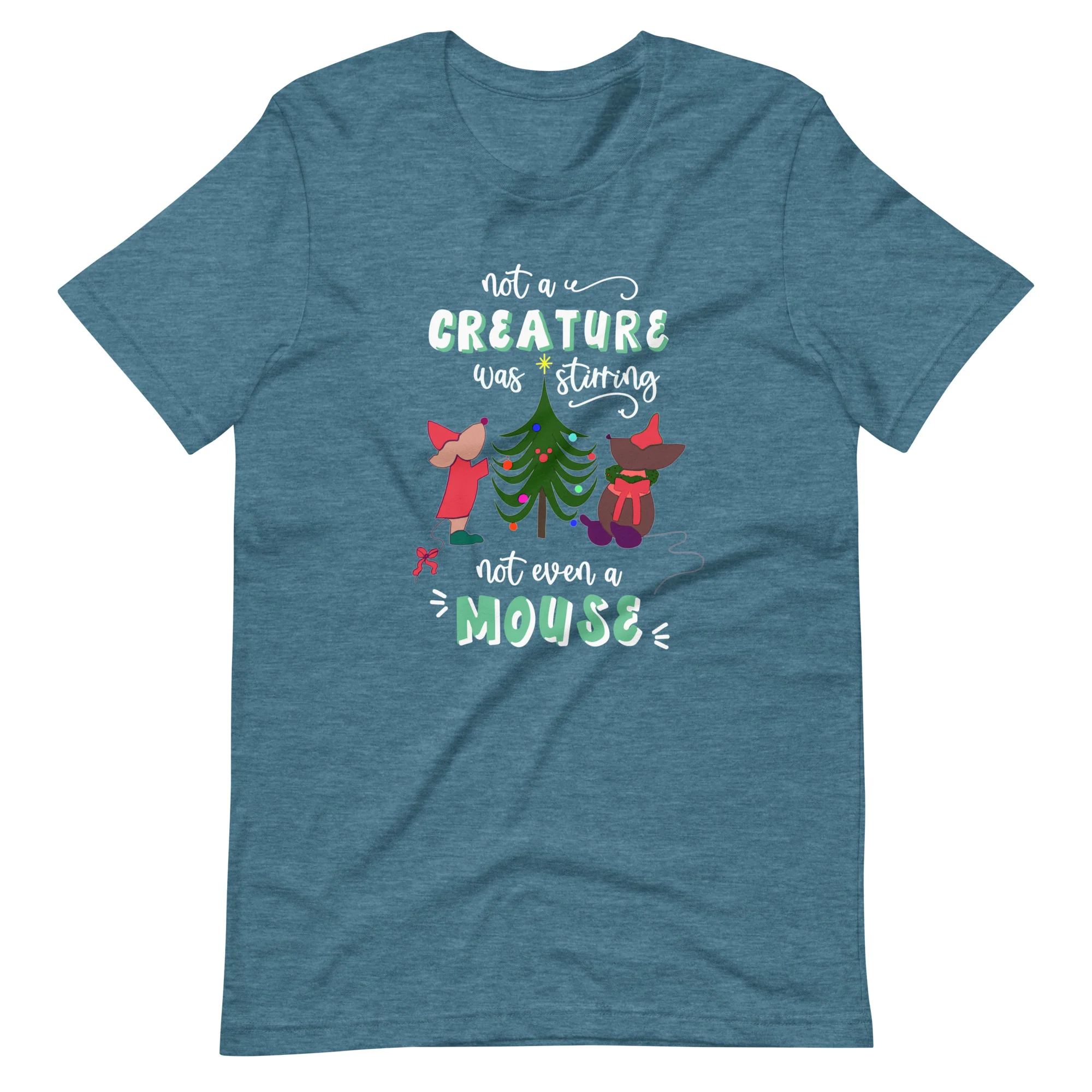 Disney Christmas Jaq and Gus T-Shirt Disney Cinderella Christmas Disney Shirt Christmas Tree Short-Sleeve Unisex T-Shirt