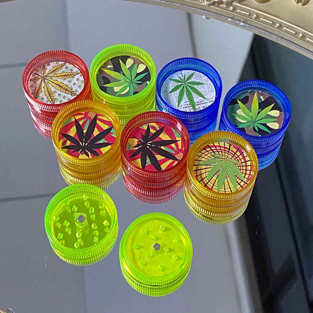 A1176 Plastic Grinder 30mm Diameter Weed Pattern 2Layer