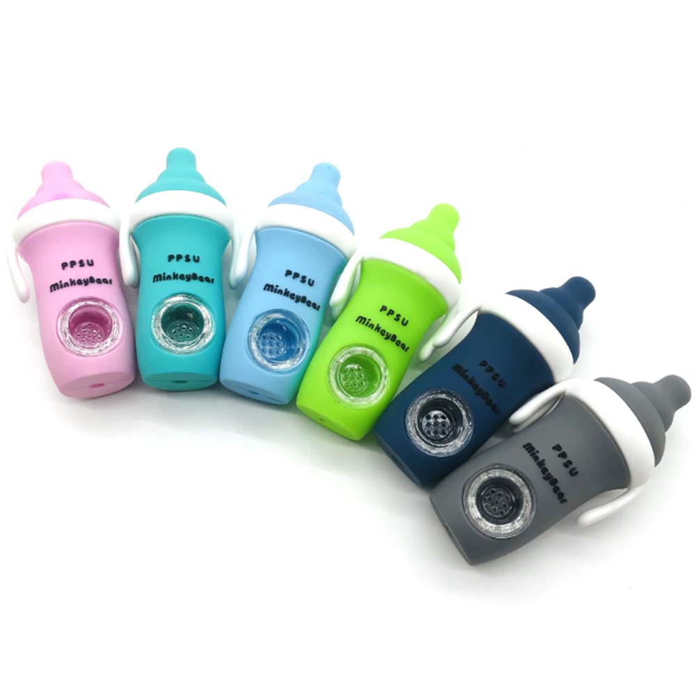 A1877 Bottle Silicone Pipe With Silicone Bowl