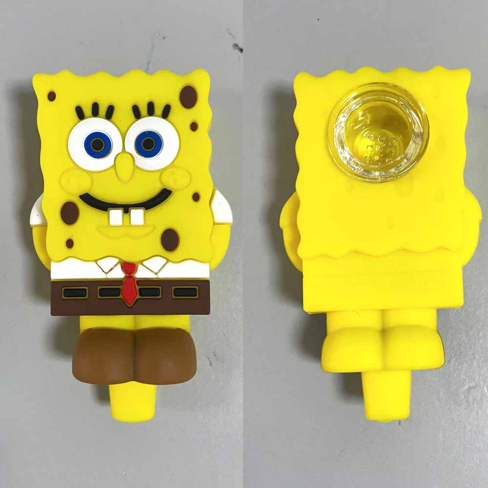 A1905 SpongeBob Silicone Pipe With Glass Bowl