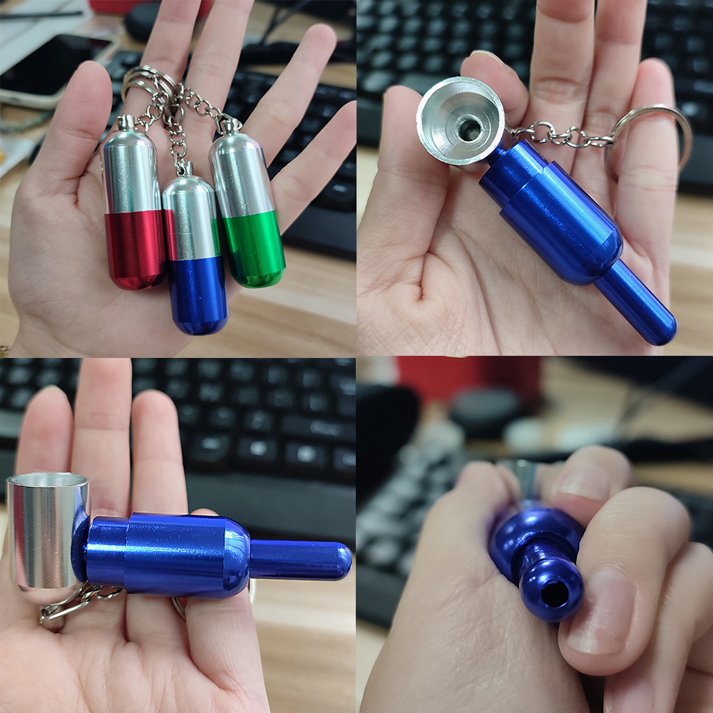 A1550 Pill Mteal Pipe With Key Ring Different Color