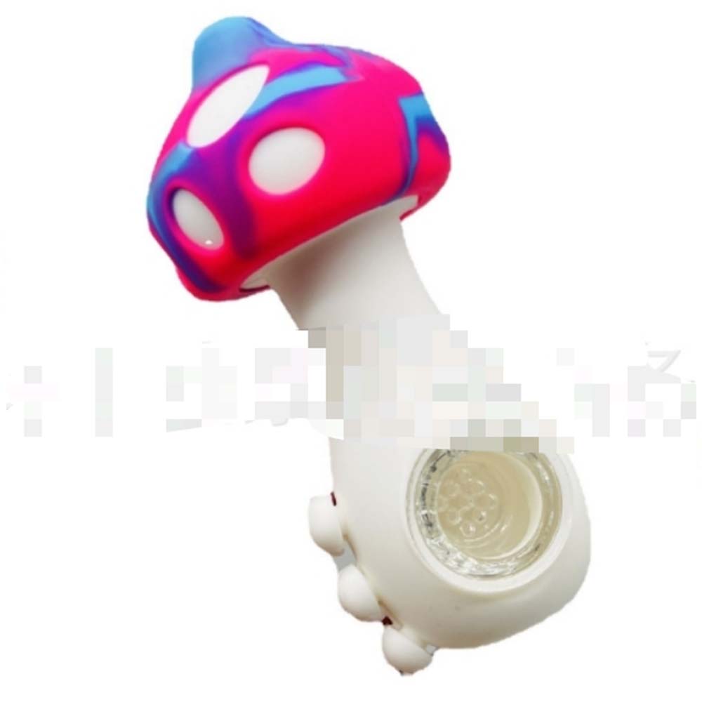 A1880 Mushroom Silicone Pipe With Glass Pipe