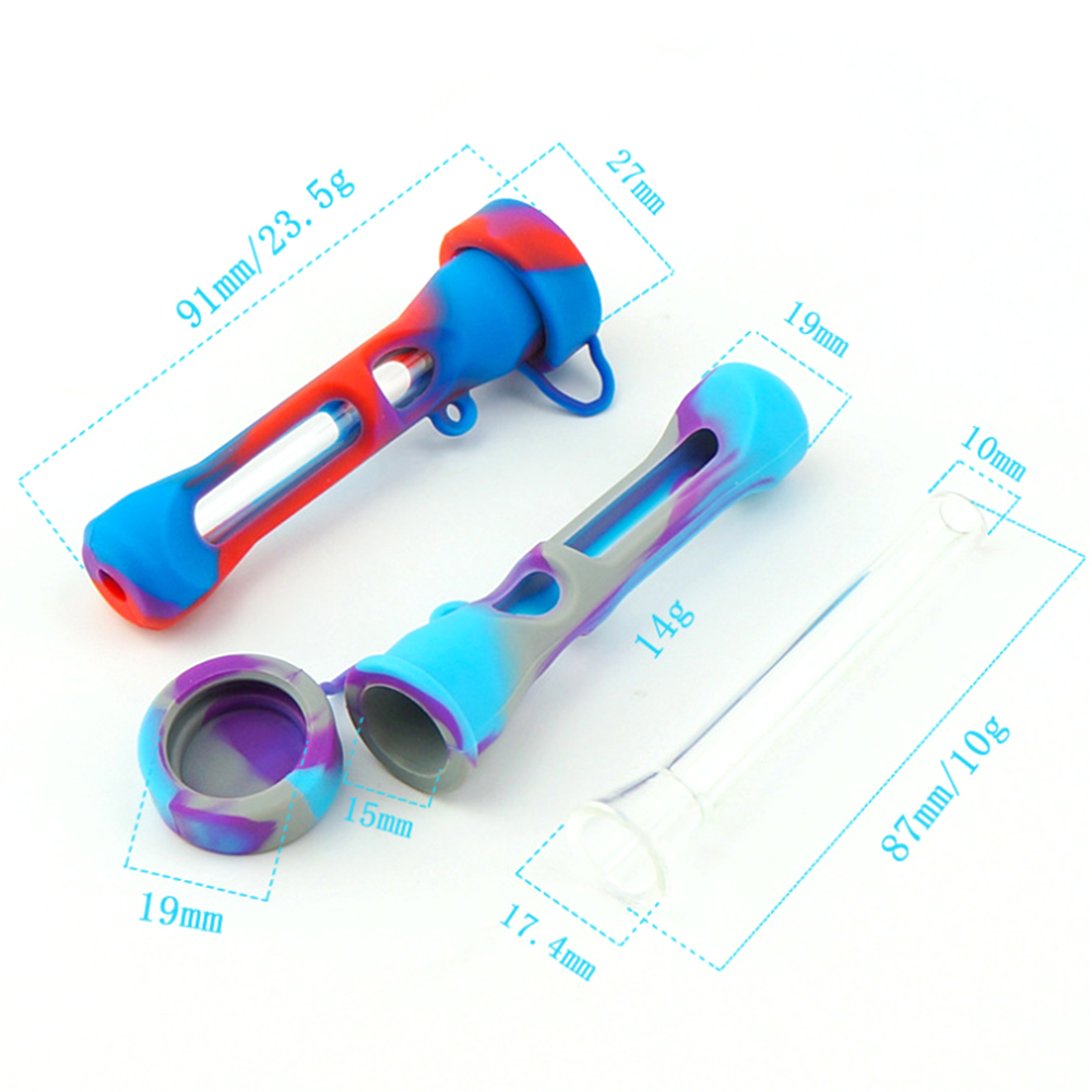A1590 Glass Pipe With Silicone With Lid