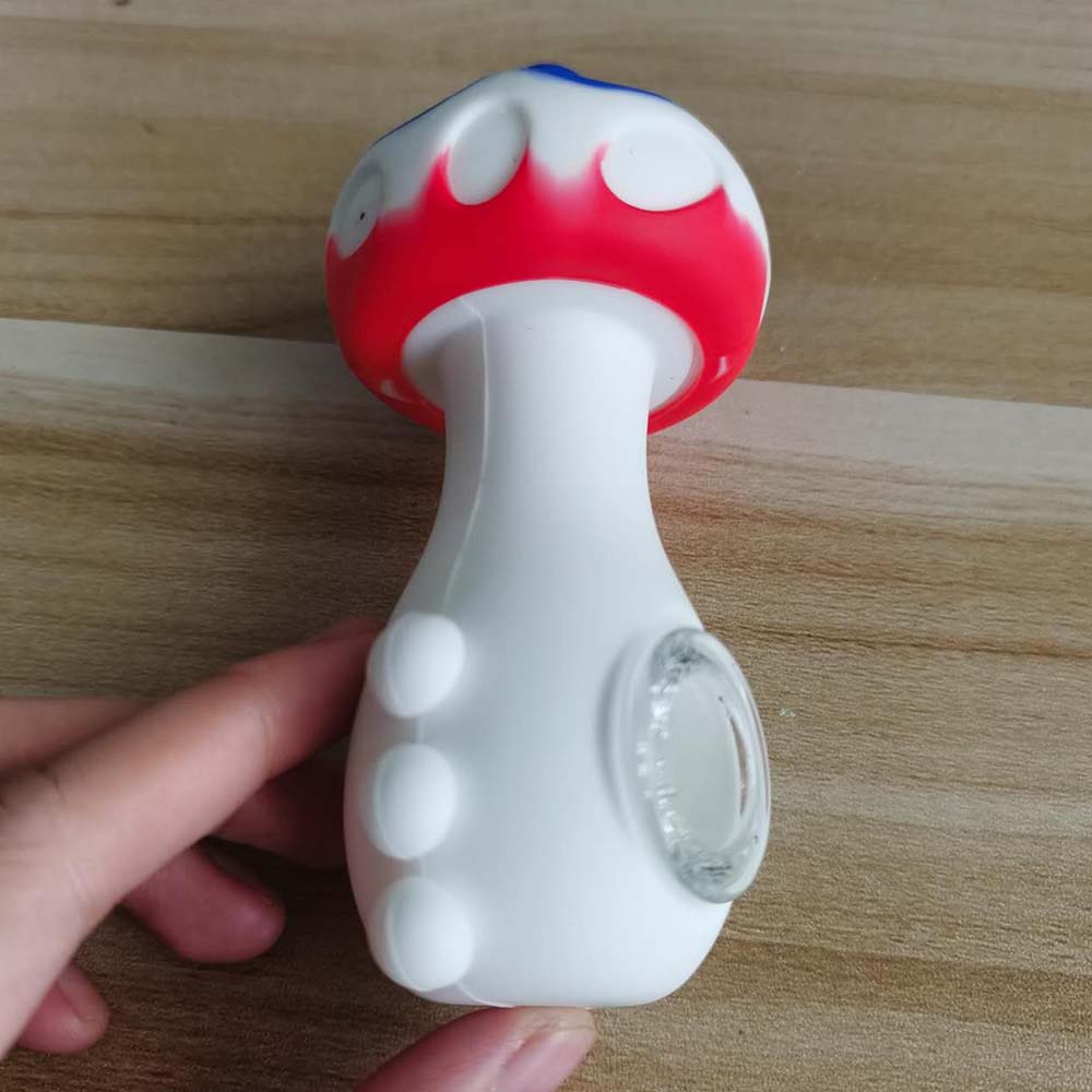 A1880 Mushroom Silicone Pipe With Glass Pipe