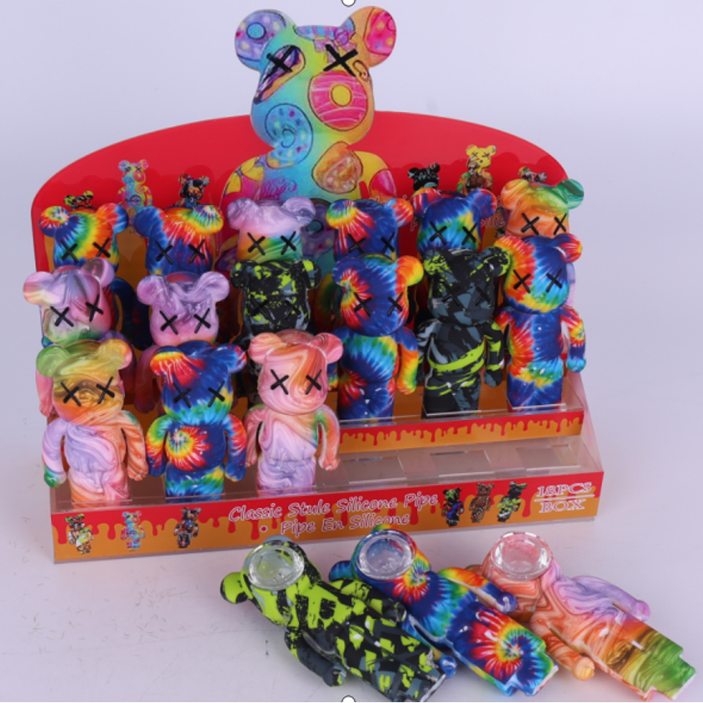 A1886 Violent Bear Silicone Pipe With Glass Bowl