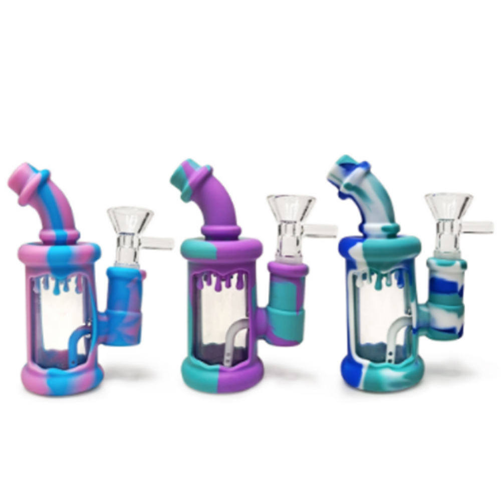 A1975 Glass Bong With Silicone 116mm High