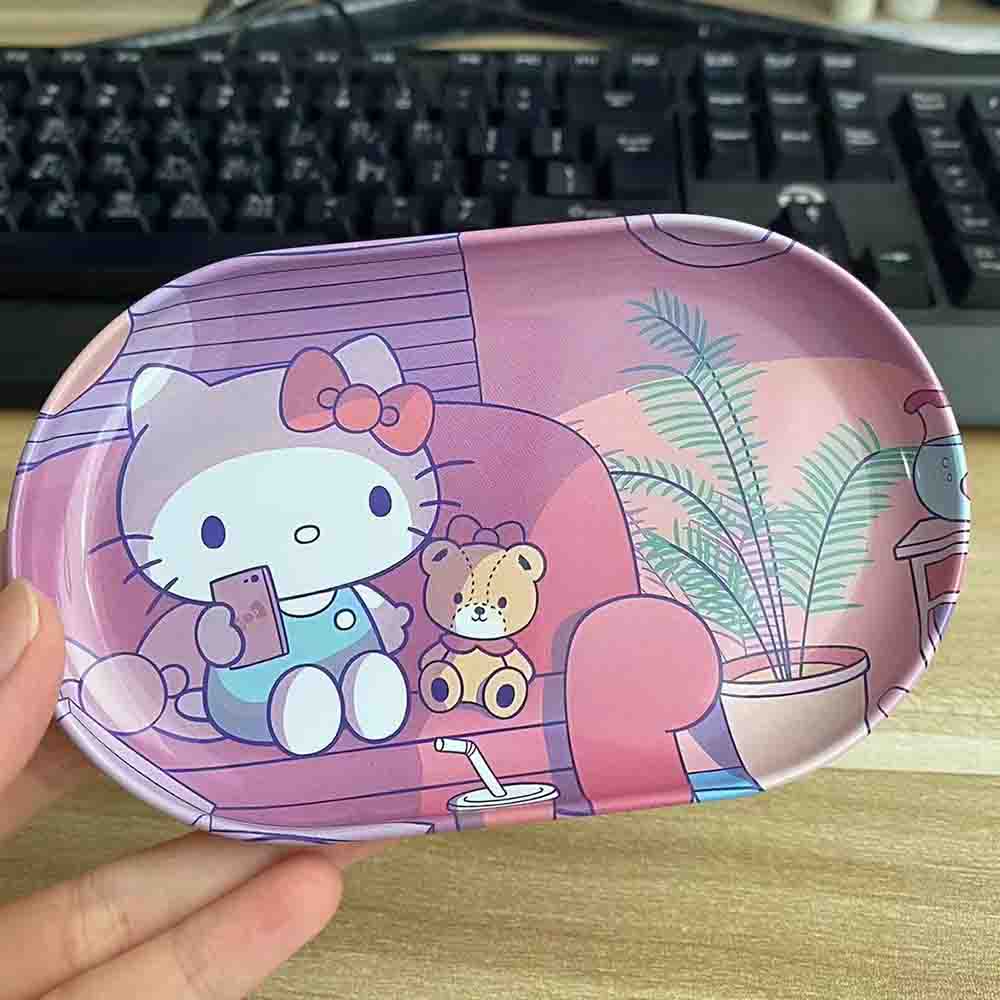 A588 Hello Kitty Rolling Paper Tray 13x8cm Metal Tray