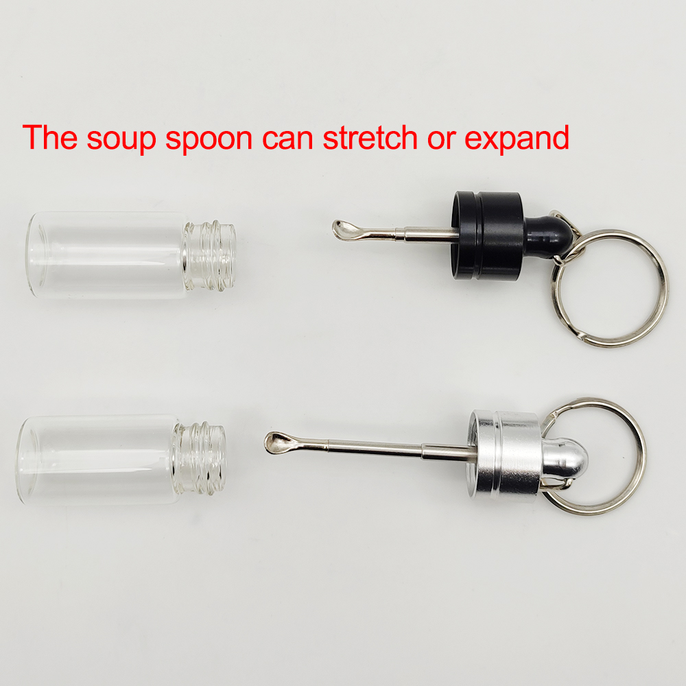 A717 Snuff Sniffer Glass Box With Spoon With Key ring