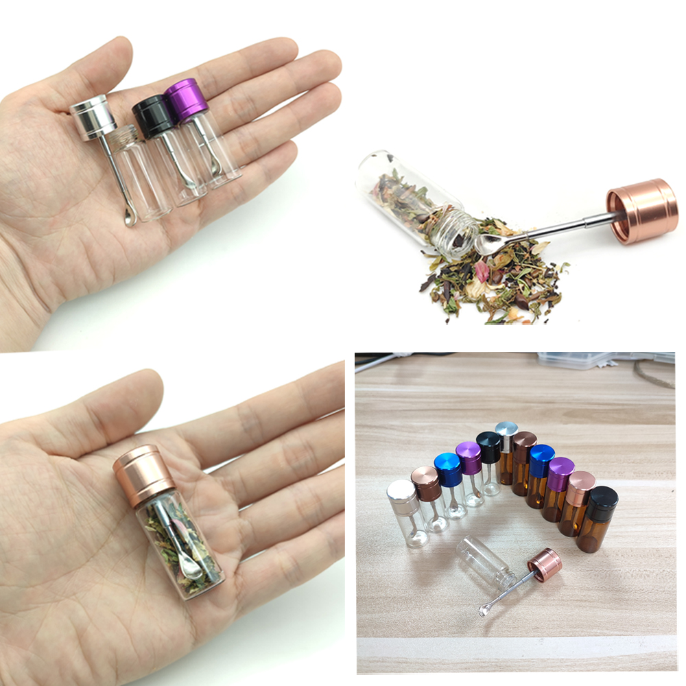 A701 Sniffer Snuff Glass Box With Spoon Diameter 18mm