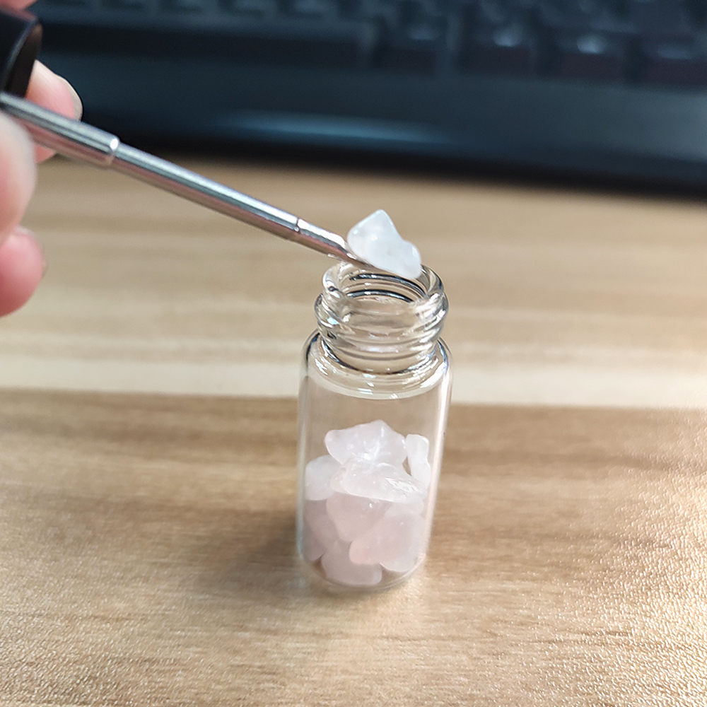 A717 Snuff Sniffer Glass Box With Spoon With Key ring