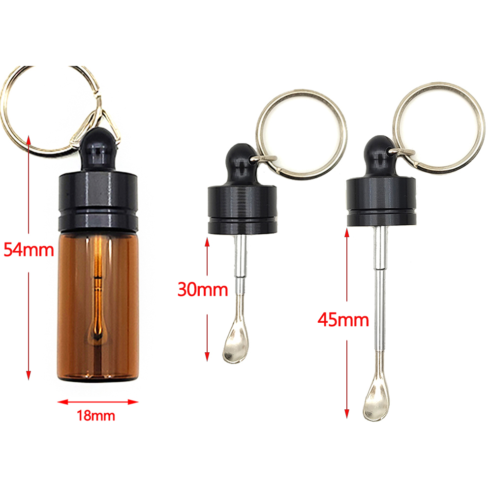 A717 Snuff Sniffer Glass Box With Spoon With Key ring