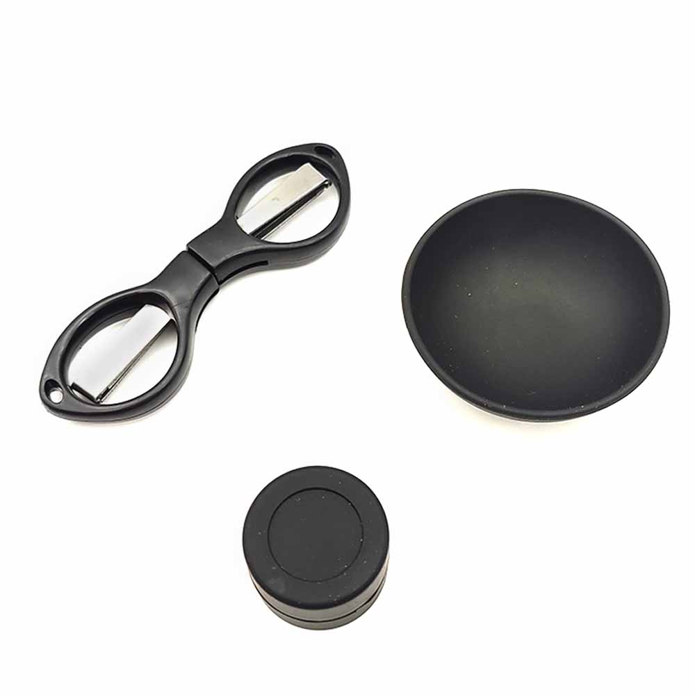 A482 Smoking Set With Plastic Scissors and 3ml Jar and 50mm Bowl