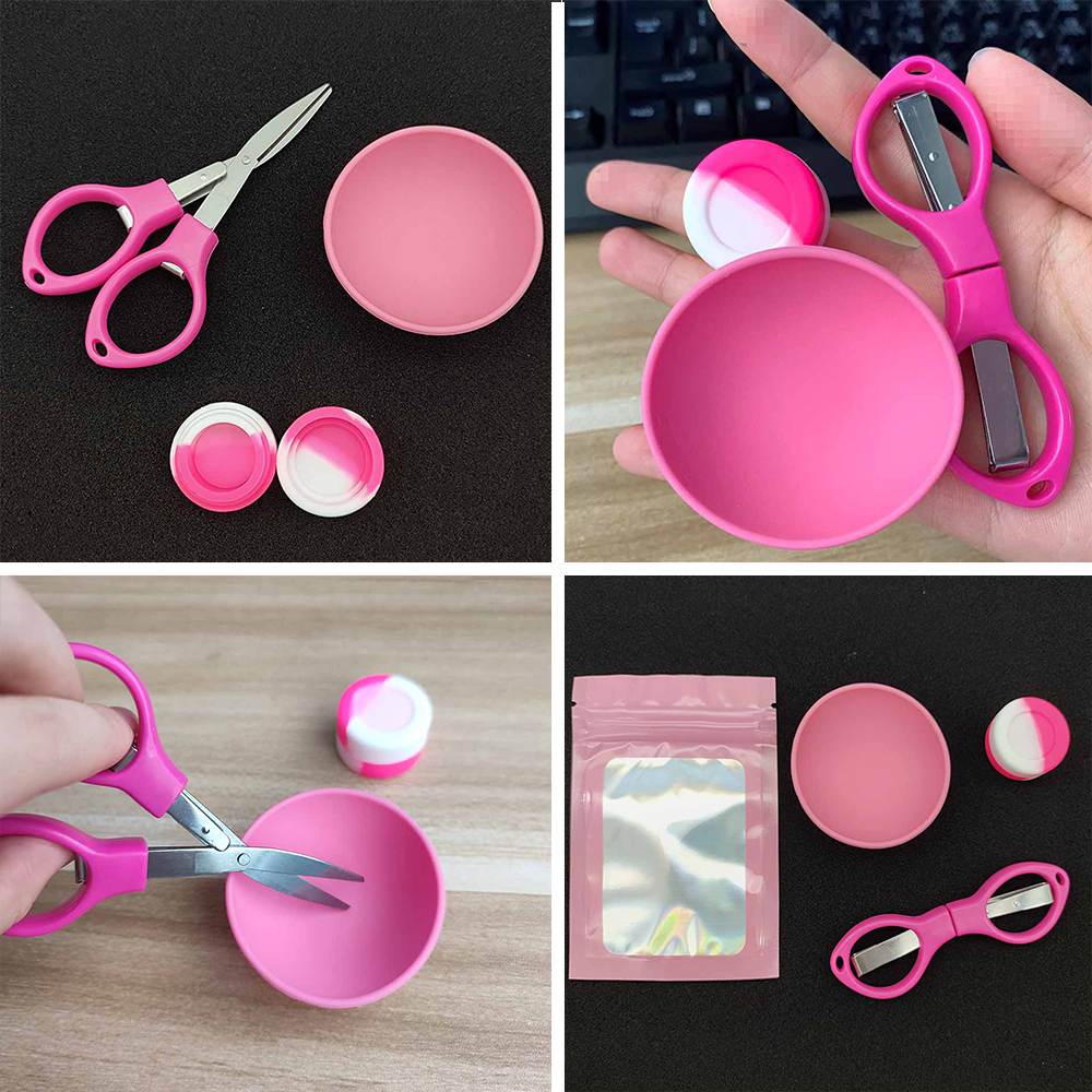 A482 Smoking Set With Plastic Scissors and 3ml Jar and 50mm Bowl