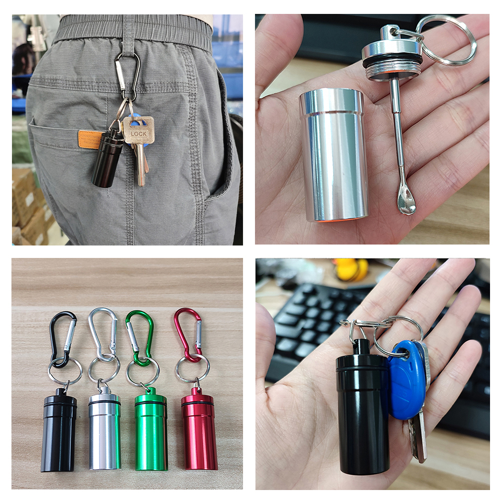 A706 Metal Storage Case With Spoon and Keychain