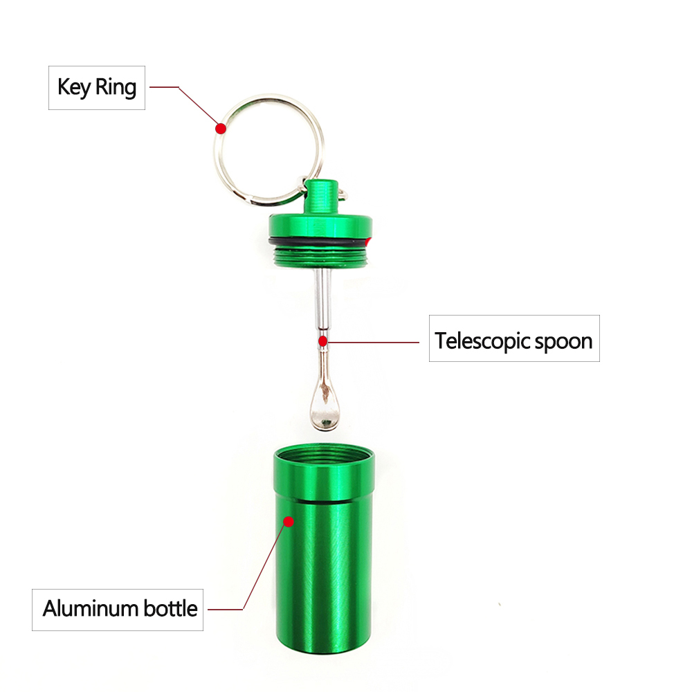 A706 Metal Storage Case With Spoon and Keychain