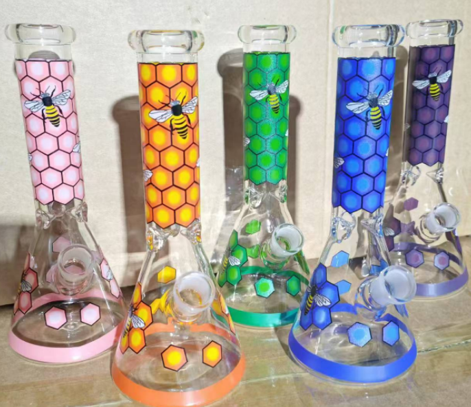 A2060 Bee Pattern Glass Bong about 25cm High