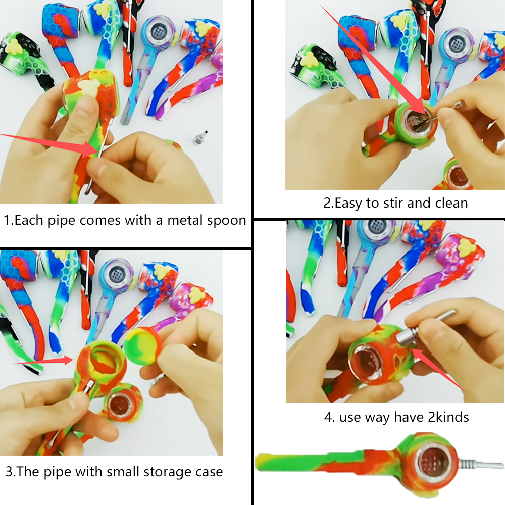 A2065 Silicone Pipe with Small Storage Case and metal clear tube