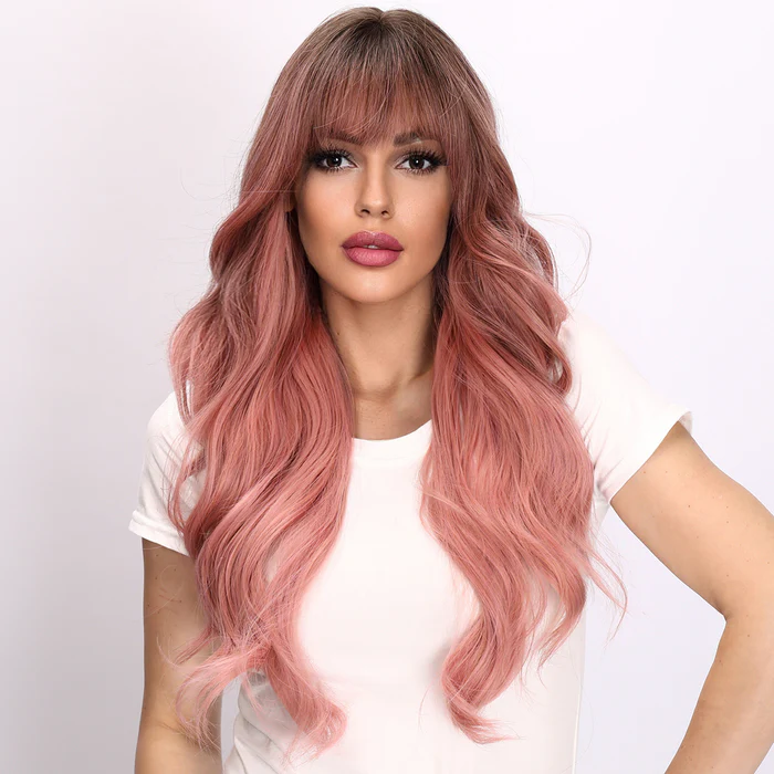 Лидер продаж, оптовые продажи, модные парики , розовые градиентные волнистые кудрявые парики