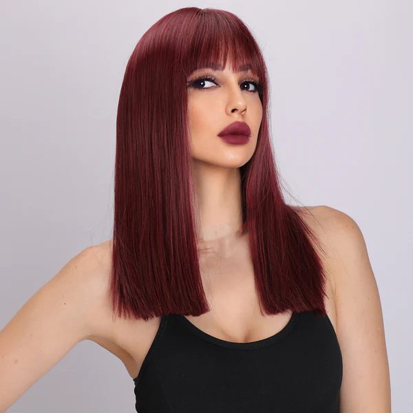 Популярные модные парики европейские и американские винно-красные прямые волосы женские парики для белых женщин