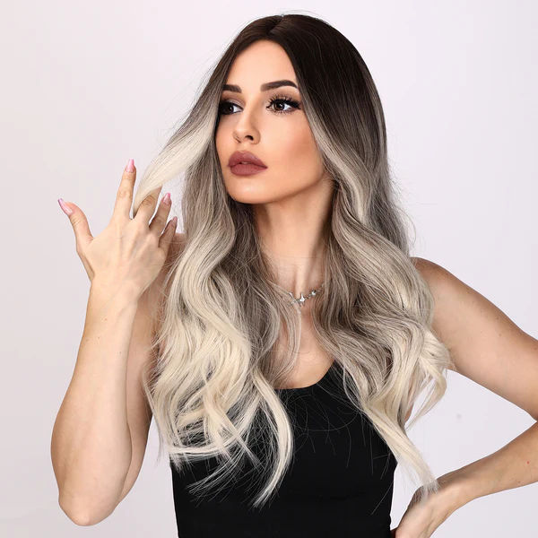 Парики европейские и американские модные серые градиентные волнистые вьющиеся волосы женские парики для черных женщин