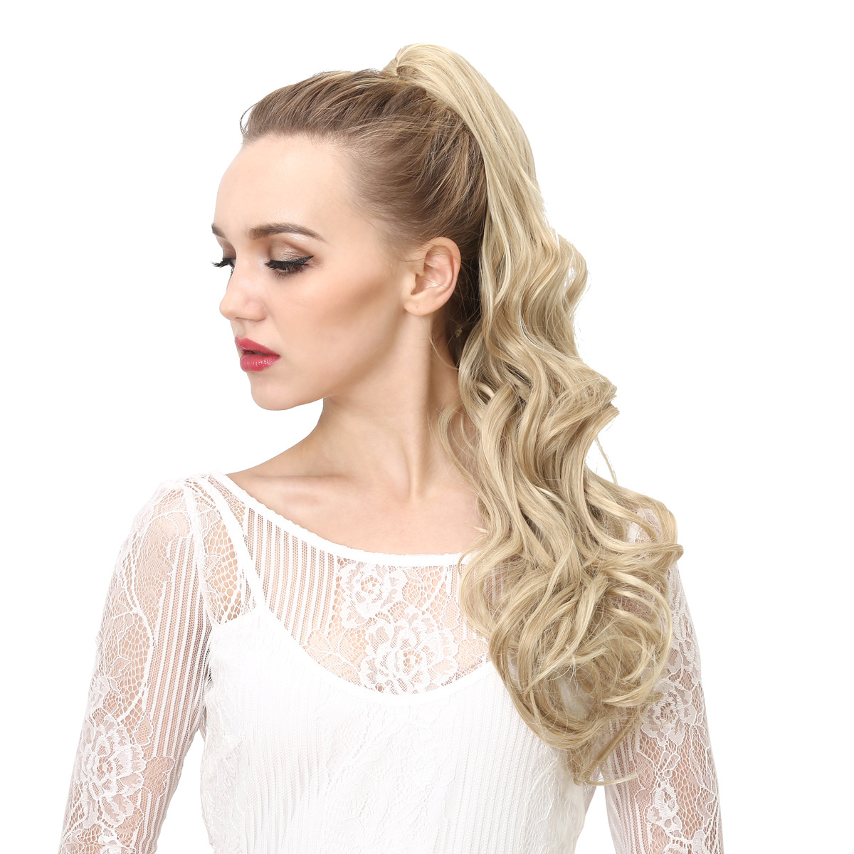 синтетический кудрявый длинный омбре невидимый мгновенный зажим для когтей хвост парик с хвостом удлиненный для кавказских женщин613T1632