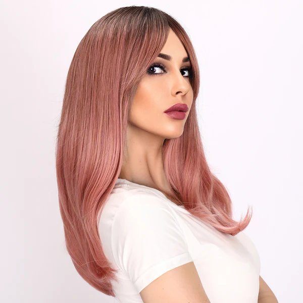 Оптовая продажа, европейские и американские модные парики, розовые вьющиеся волосы, женские парики с разрезом в центре, парик с кружевным верхом