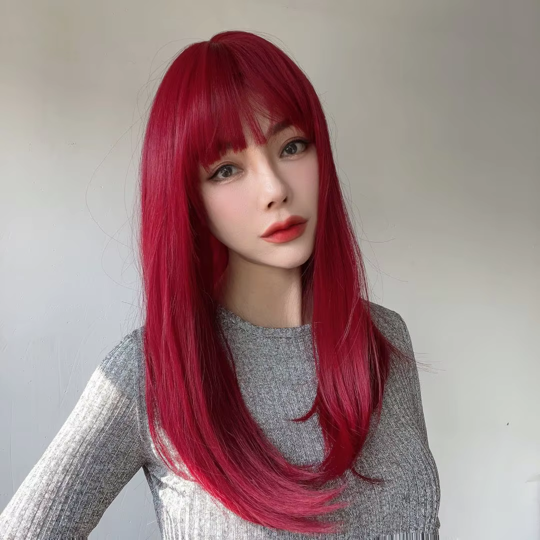 корейски, японский стиль, модные популярные парики Красный
