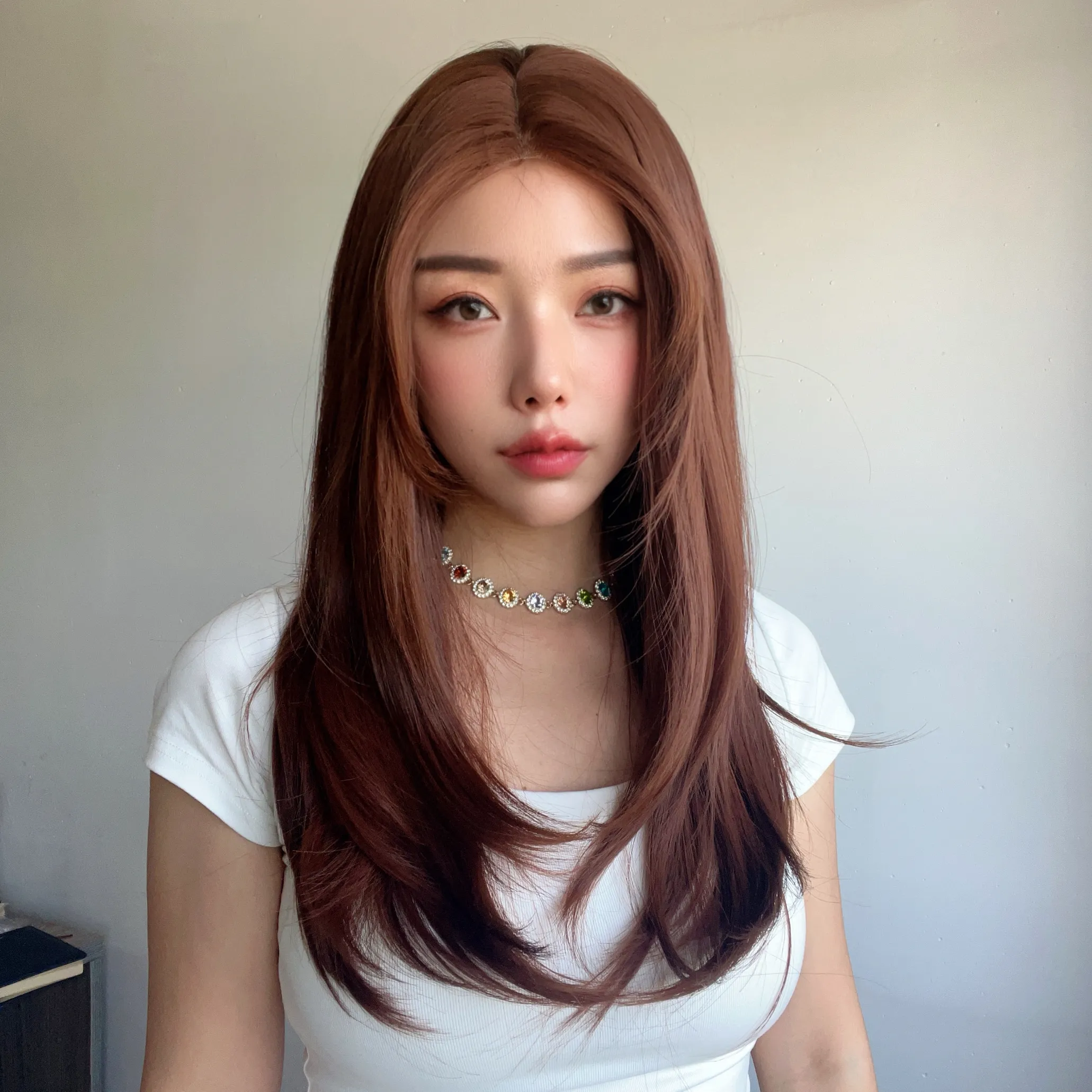 2024 новый  кружево, черный, коричневый, мягкий, натуральные длинные прямые волосы, импортный женский парик, головной убор из шелка и химического волокна.