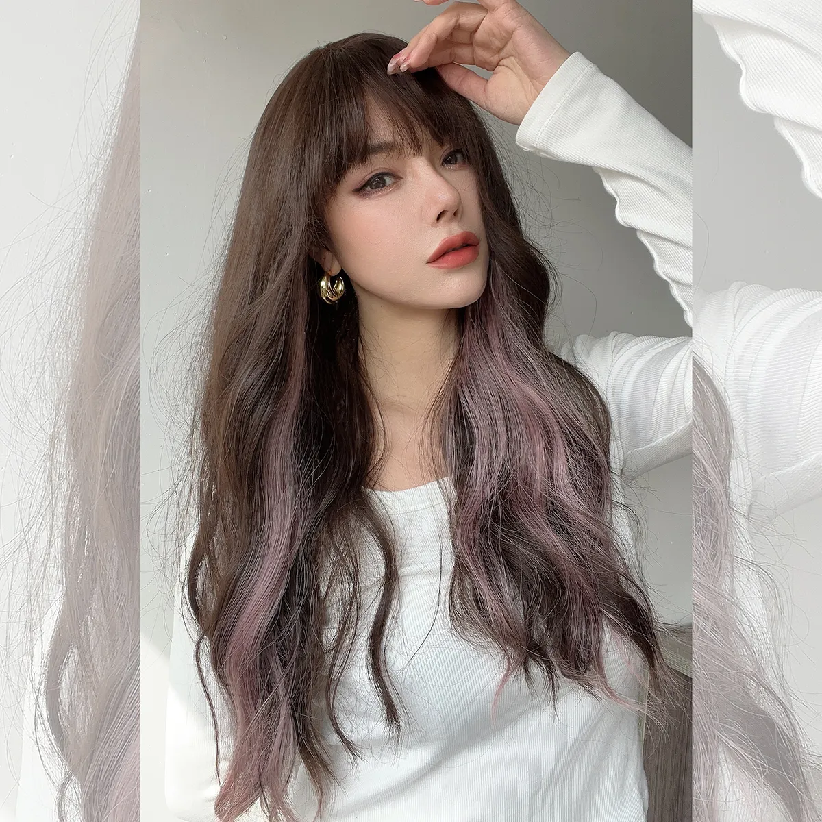 Японский и корейский темперамент черный коричневый блик окрашенные волнистые кудрявые парики глубокие волнистые парики SM7280