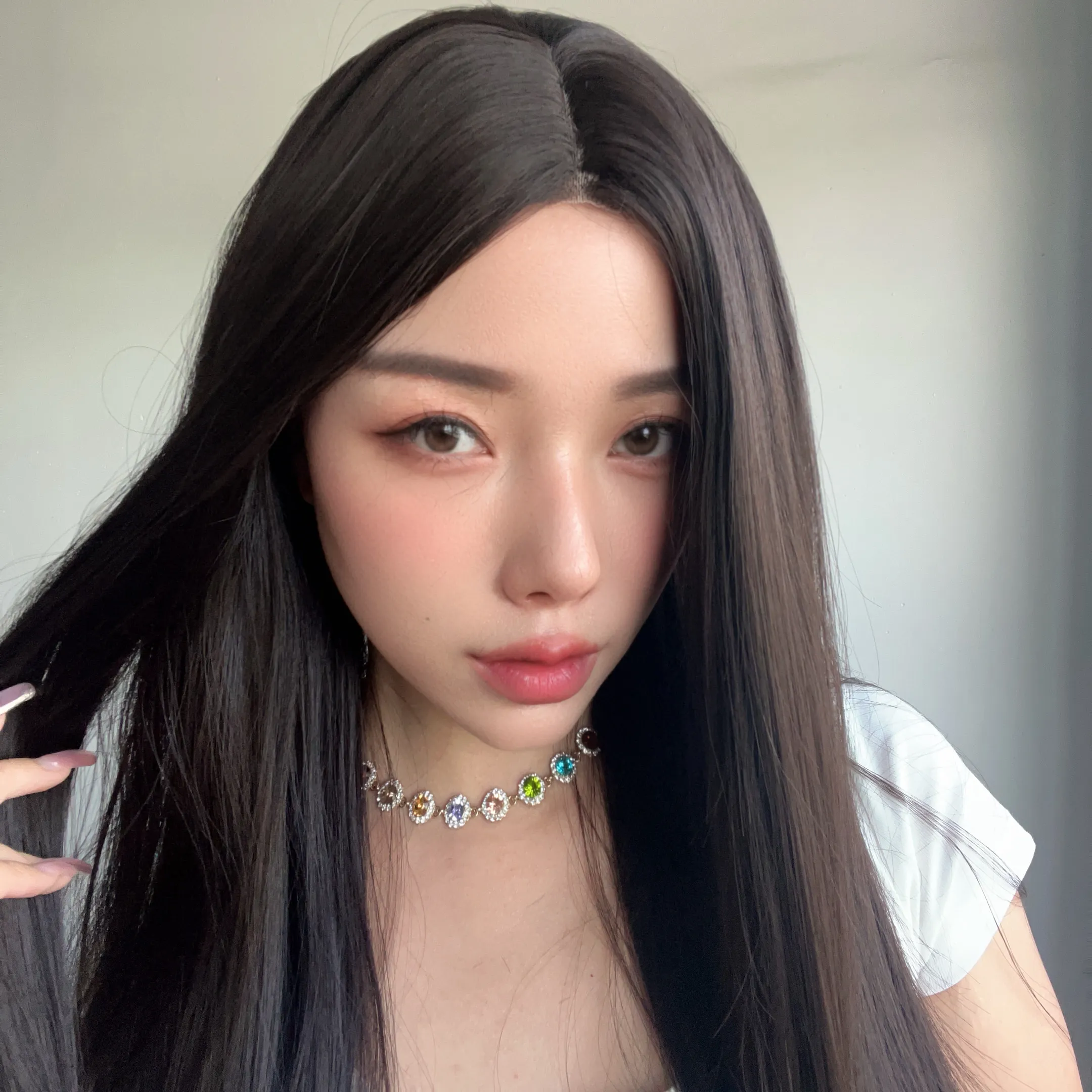 2024 Новый Черный Коричневый Длинные Прямые Волосы  Кружевной Парик Головной убор Импортный шелковый кружевной Синтетический парик