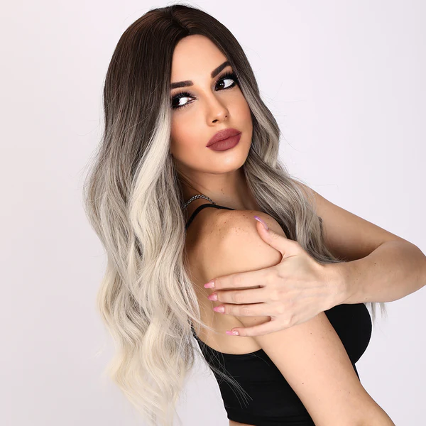 Парики европейские и американские модные серые градиентные волнистые вьющиеся волосы женские парики для черных женщин