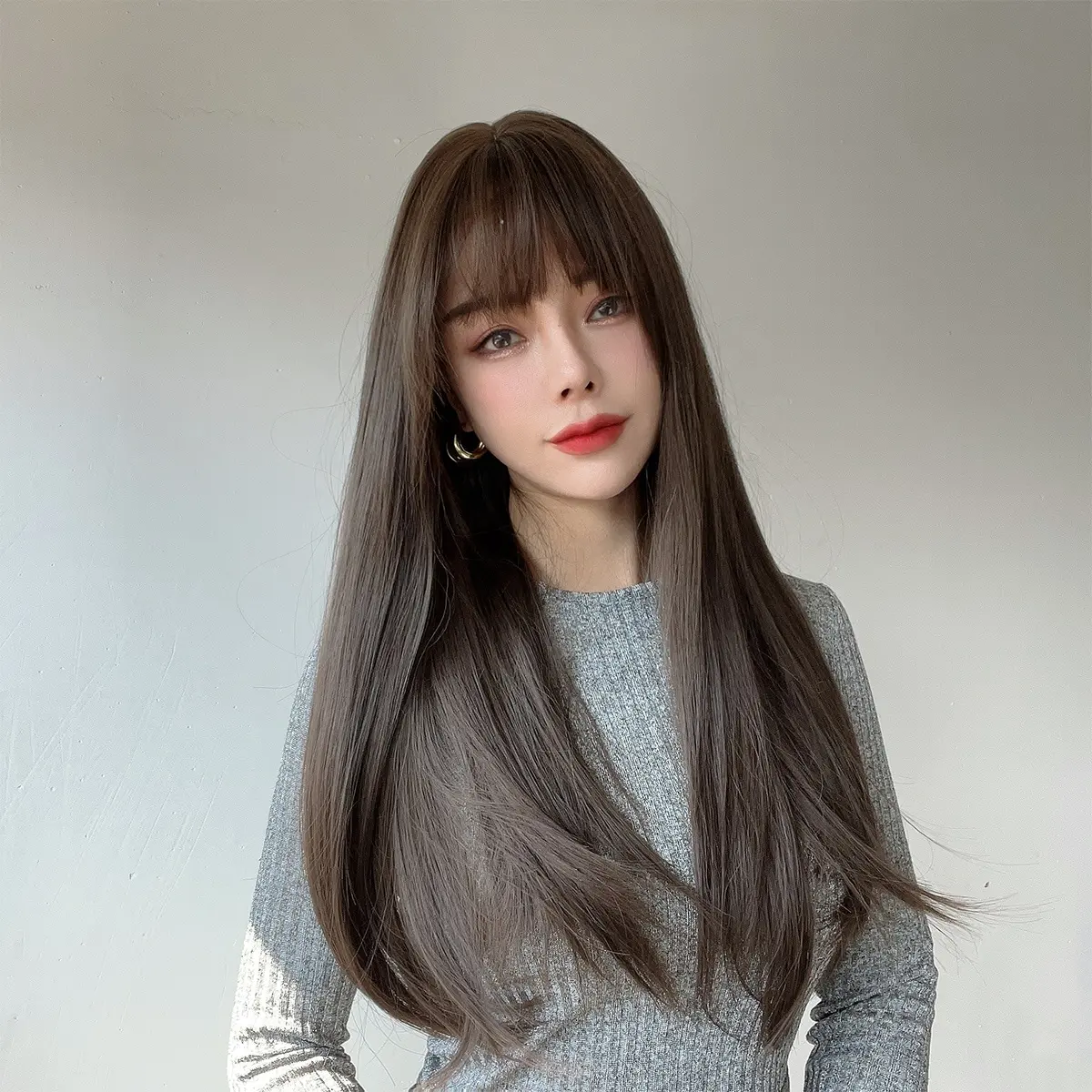 Популярная мода коричневый мелирование окрашенные длинные прямые волосы парики высокотемпературные шелковые парики купить парики оптом