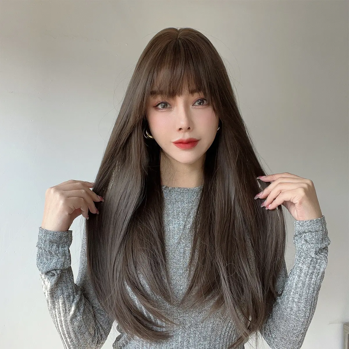 Популярная мода коричневый мелирование окрашенные длинные прямые волосы парики высокотемпературные шелковые парики купить парики оптом